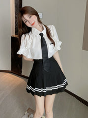 Black Pleated Mini Skirt