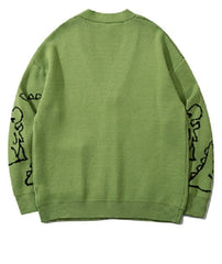 Green Cartoon Dinosaur Cardigan