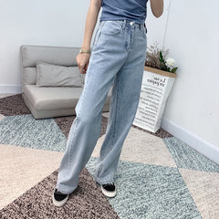 Blue Wide-Leg Denim Jeans