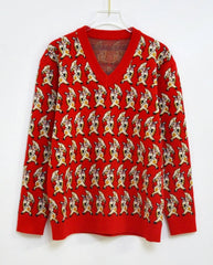 Red Happy Pigs Sweater