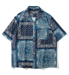Blue Boho Bandana Pattern Shirt