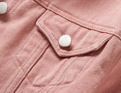 Pink Collared Denim Jacket