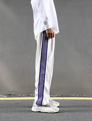White Butterfly Striped Track Pants