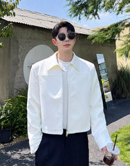 White Collared Two-Way Zip Jacket