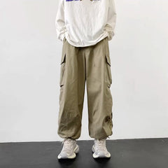Khaki Brown Ruched Cargo Pants