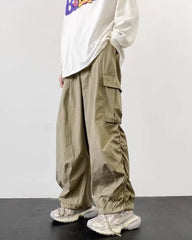 Khaki Brown Ruched Cargo Pants