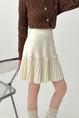 Knit Pleated Skirt With Bow Detail