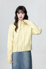 Knit Sweater Jacket With Irregular Zipper