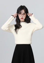 Knit Sweater With Mock Turtleneck In Apricot