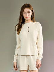 Knitted Round Neck Long Sleeve Sweater