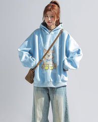 Korean Cute Puppy Print Hooded Sweatshirt