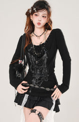 Korean Lace V Neck Slim Fit Top