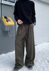Korean Pleated Drawstring Wide Leg Casual Pants