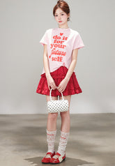 Korean Polka Dot Ruffle Layered A Line Skirt