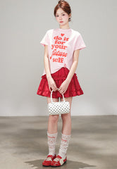 Korean Polka Dot Ruffle Layered A Line Skirt