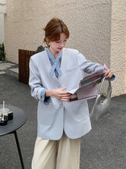 Korean Style Layered V Neck Blazer Jacket