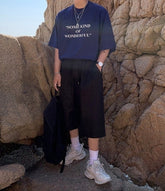 Korean Style Letter Print Loose Fit Short Sleeve T Shirt