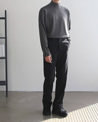 Korean Style Mock Neck Long Sleeve Base Layer Shirt