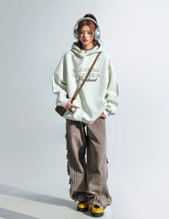Korean Style Pearl Beaded Hooded Sweatshirt