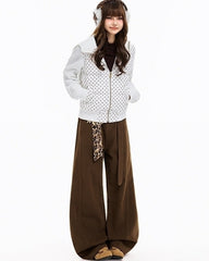 Korean Style Polka Dot Hooded Short Puffer Jacket