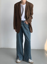 Korean Style Relaxed Draped Blazer Jacket