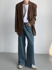 Korean Style Relaxed Draped Blazer Jacket