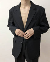 Korean Style Relaxed Fit Black Blazer Jacket