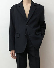 Korean Style Relaxed Fit Black Blazer Jacket