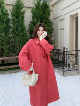Korean Style Rose Pink Slim Fit Double Sided Overcoat