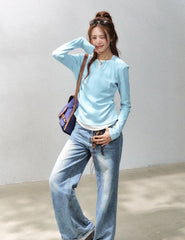 Korean Style Slim Fit Layered Long Sleeve Top