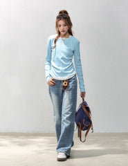 Korean Style Slim Fit Layered Long Sleeve Top
