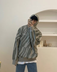 Korean Style Striped Hoodie Pullover Sweatshirt