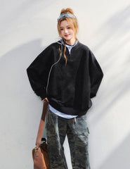 Korean Style Striped Layered Loose Sweatshirt