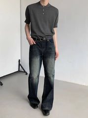 Vintage Style High Waist Wide Leg Jeans