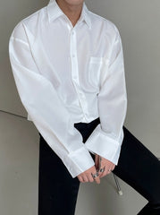 Korean Style White Wrinklefree Casual Shirt