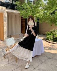 Lace Skirt And Short Sleeve Tee Set