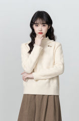 Lace Trim Knit Pullover Sweater
