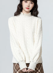 Lace Turtleneck Trim Slim Top