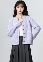 Lavender Knit Cardigan Sweater Casual Loose Fit