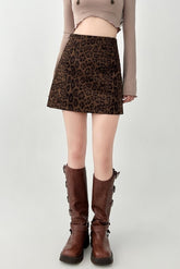 Leopard Print Slim Fit A Line Mini Skirt