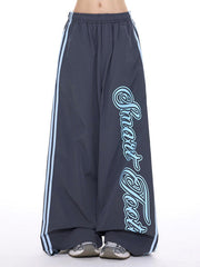 Letter Stripe Wide Leg Pants