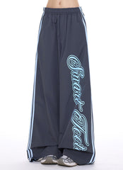 Letter Stripe Wide Leg Pants