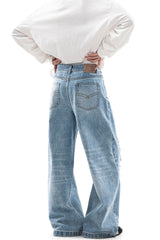 Light Blue Distressed Wide Leg Jeans
