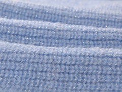 Light Blue Knitted Flower Buttons Skirt