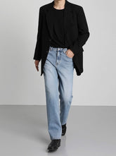 Light Blue Loose Straight Denim Pants