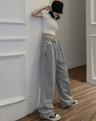 Light Blue Wide Leg Casual Jeans