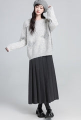 Light Gray Crewneck Butterfly Sweater