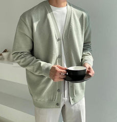 Light Green V-Neck Cardigan