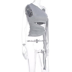 Light Grey Deconstructed Off-Shoulders Top