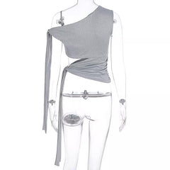 Light Grey Deconstructed Off-Shoulders Top